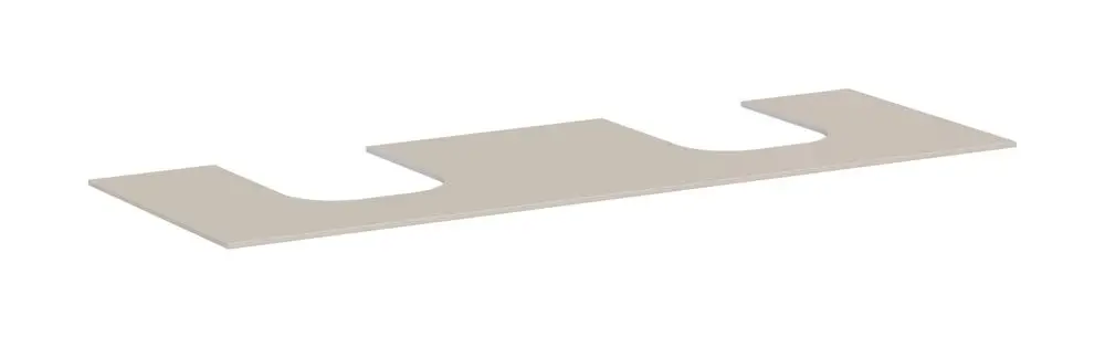 Schlichte Konsole in Sandbeige von Hansgrohe mit zwei Ausschnitten. Eignet sich für einen Aufsatzwaschtisch. Oberfläche geschliffen.
